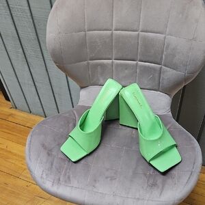 Lemon Vibrant Green Mules